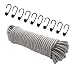 Produktbild Expanderseil 20 m Grau, (Gummiseil) 8 mm Gummischnur Spannseil Planenseil Gummileine Seil + 10 Spiralhaken für 8mm Seil Haken Metallhaken