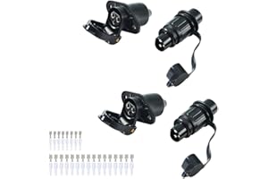 Feuunly 2 Pezzi x Spina 3 Poli E Presa 3 Poli per Rimorchio Trattore, 12V Spina E Presa Rimorchio 3 Poli Impermeabile Connettori, Spina 3 Poli per Trattore RV Rimorchio Macchine Agricole Camion