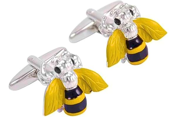 Bouton de Manchette Abeille | Boutons de Manchette Originaux | Acier Inoxydable | Cadeau pour Hommes | Accessoire de Mariage | Chemise Poignet Mousquetaire | Geek Original