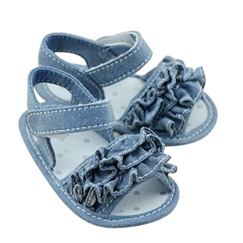 DEHANG Baby Girls Toddler Jean Sandal Shoes Little Kid Indoor Shoes Blue 9-12 Month