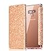 Produktbild Coollee Galaxy Note 9 Hülle Leder Tasche Glitzer Klapphülle Wallet Etui für Samsung Galaxy Note 9 2018, Mädchen Dünne Case Silikon Clear TPU Backcover Schutzhülle Kunstleder Stand Bumper, Roségold