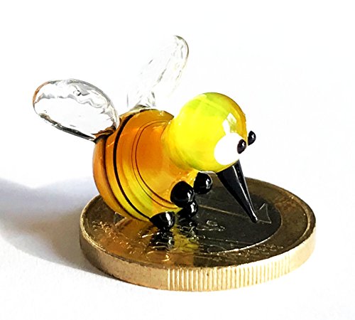 Biene – Miniatur Figur Honigbiene mit Flügel aus Glas – Glasfigur Glücksbringer Mini 8-k2 Glastier Deko Setzkasten Vitrine - 2