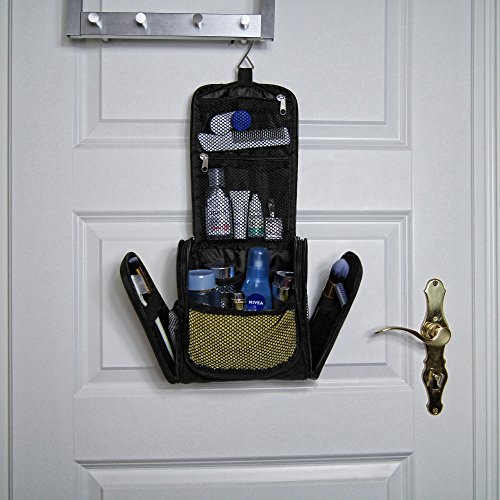 Kleiner Premium Kulturbeutel zum Aufhängen | Kompakte Reise-Kulturtasche für Frauen & Männer | Wasserresistente Waschtasche mit vielen Fächern | Handliche Kosmetiktasche mit Henkel - 3