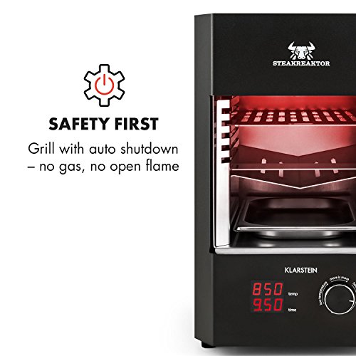 Klarstein Steakreaktor 2.0 Hochleistungsgrill (850 Grad, LED-Display, Abschaltautomatik, herausnehmbarer Grilleinsatz, einfache Bedienung) schwarz - 5