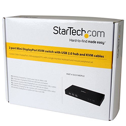 StarTech 2 Port Mini DisplayPort KVM Switch mit USB 2.0 Hub – 2-fach mDP Ultra HD KVM Umschalter mit 4K bei 60Hz - 4