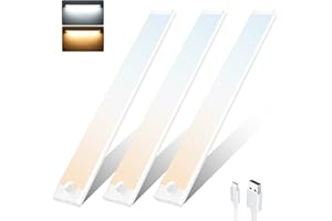 TAILCAS Unterbauleuchte Küche LED, 3 Stück 72 LEDs 3000K/6000K Dimmbar Schrankbeleuchtung mit Bewegungsmelder, 2000mAh USB-C Wiederaufladbar Magnetische Lichtleiste für Kleiderschrank Treppe [Energieklasse F]