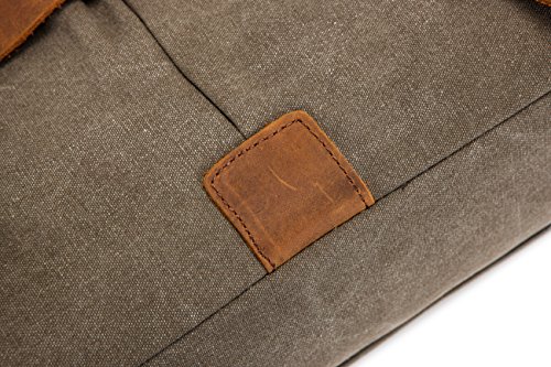DoubleMay Herren Vintage Canvas Leder Aktentasche Messenger Bag Umhängetasche ideal für Studium Büro oder Freizeit Outdoor 37 x 10 x 27 cm (Grau) - 4