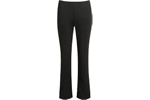 BOOM Prime Ladies Stretch Bootleg Black Trousers Ribbed Womens Nurse Carer Work Pull On Bottoms Elasticated Waist Pants Sizes 8-26