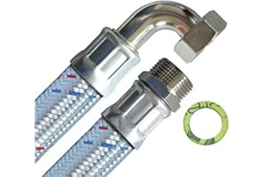 H2O-FLEX Tuyau Blindé 1"AG x 1"ÜM Coude (DN25) - 50cm / 500mm