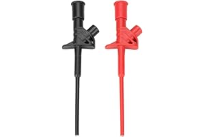 EKECEL 2 PCS Multimeter Kabel Prüfsonde, Isolierte 10A Krokodilklemme Mit 4mm Bananenbuchse, Abnehmbare Sonde Messspitze Schwarz + Rot
