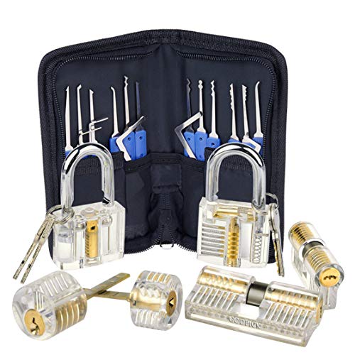 Godpick 17-Piece Lock Pick Set with 6 Clear Practice and Training Locks for Lock picking + Guide for Beginner and Pro Locksmiths