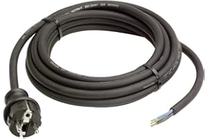 as - Schwabe Cable de conexión Goma 4,5 m H07RN-F 3G1,5 - Enchufe con Toma de Tierra - 230 V / 16 A - Extremo de Cable pelado de 30 mm - IP44 Resistente Polvo y Salpicaduras - Negro, 60379