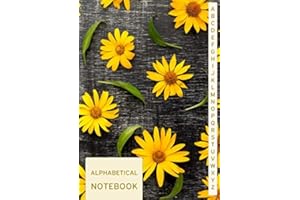 Alphabetical Notebook: A4 Large, A to Z Notebook with Alphabet Index Tabs, Gifts for Seniors, Yellow Daisies