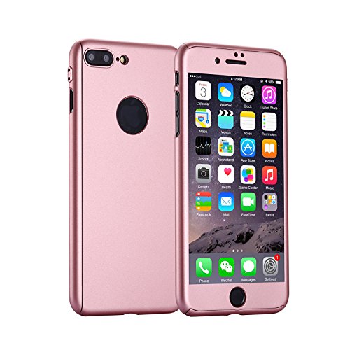 Dreamer-Z Funda de m  vil Iphone7 360 grados paquete s  lido con un agujero para Iphone 7 Oro Rosa