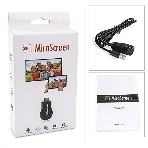 Mirascreen 1080P Full HDMI Dongle Wireless Display For Iphone Ipad Windows Pc Android,Tablets to TV Selector Box Airplay WiFi Display Miracast RS.1129 (44.00% Off) - Amazon