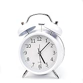 Valkyrie 16cm B&uuml;y&uuml;k Boy Akar Saniyeli Alarm &Ccedil;alar Saat - Nostaljik Masa Saati Beyaz