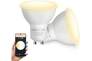 Lepro GU10 Smart Bulbs, Warm to Cool White Smart Light Bulbs GU10, Dimmable LED Spot Lightbulbs, Works with Alexa and Google Home, 4.5W, CCT, 100° Beam Angle, Pack of 2 (2.4GHz WiFi)