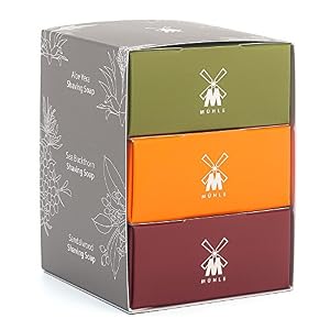 M MÜHLE Shaving Soap Trio - Aloe Vera, Sea Buckthorn & Sandalwood 75g (RSTRIO) - Image 2