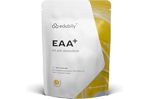 ‎EDUBILY NUTRITION edubily nutrition® EAA Pulver - Hochwertiger veganer Aminosäuren Komplex aus 10 essentiellen Aminosäuren (EAAs) - Mit Stevia gesüßt (400 g, Zitrone)