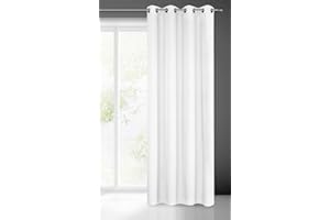 Eurofirany Rita zasłona z firanką, gładka, prosta, jednokolorowa, 8 oczek, nowoczesna, do sypialni, salonu, lounge, pokoju dziecięcego, 1 sztuka, poliester, biała, 140 x 250 cm