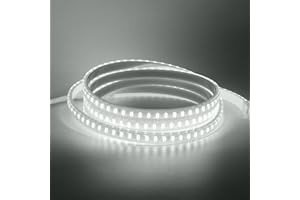 KISUFU 220V Tiras LED,COB SMD 2835 120 LEDs/m,Cada Corte de 1m,IP65 Impermeable,LED Cocina Lights para Escalera de Techo Blancas Tira, gabinete, armario y más, cocina.3M,blanca