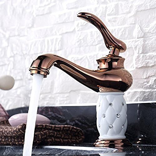 Bathroom Basin Taps Basin faucet hot and cold taps European antique copper rose gold full bathroom counter basin faucet hole Sink Taps