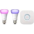 Philips Lighting White and Color Ambiance Starter Kit con 2 Lampadine Smart Attacco E27 e un Bridge Lighting per il Controllo