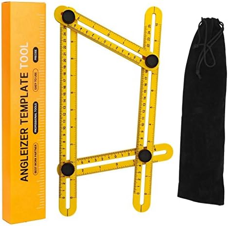 [Angle Measuring Ruler] GroGoo Easy Angle Ruler Laser Engraved Precision Measurement Ruler and Accurate Protractor With Metal Bolts and Nuts Angleizer Template Tool Scale Ruler for Handymen, Builders