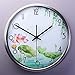 Produktbild ohne Ticken,modern, geräuscharm, großes Ziffernblatt Küchenuhr im Einfache chinesische Uhr, feiner Regen, Lotus-Teich, Lotus-Restaurant, dekorierte Wohnzimmerwanduhr, leise Quarzuhr - 8 Zoll