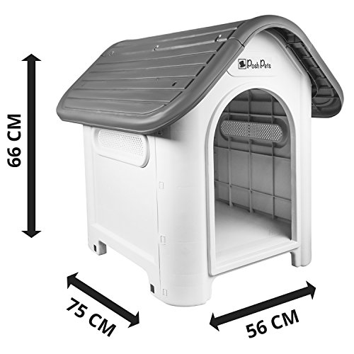 Posh-Pets-High-Quality-Plastic-Dog-Puppy-Kennel-Dog-House-Shelter-IndoorOutdoor-Use-Small-Grey