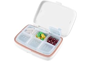 Portapillole Giornaliero Tascabile - Farmaci Organizzatore e Pianificatore di Medicinali - Portapillole Giornaliero Ideali Per il Viaggio - Di HSYTEK (Bianco)