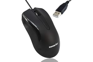 Combrite M40 USB Wired Optical Mouse With Comfort Rubber Scroll Wheel & Red LED For PC And Laptops, Windows, Mac OS, Linux Plug And Play - Black… (M40)