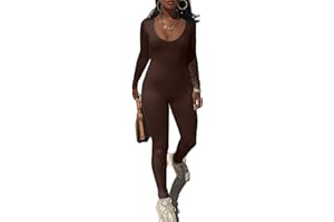 YILEEGOO Womens One Piece Bodycon Jumpsuit Long Sleeve Sportwear Zipper Romper Clubwear