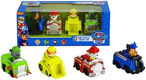 Paw Patrol Vehicle Set Of 4 Marshall Rubble Chase Zuma Pups Racers Slide Car Toy