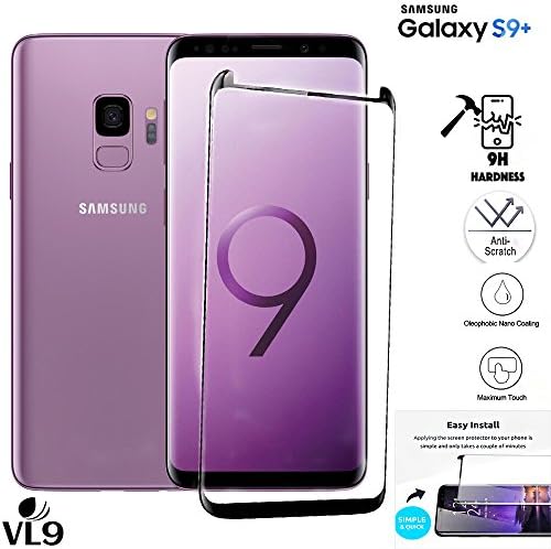 Galaxy S9 Plus Screen Protector Glass, amFilm Full Cover (3D Curved) Tempered Glass Screen Protector with Dot Matrix for Samsung Galaxy S9 Plus