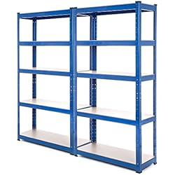 Racking Solutions - 2 unités de rayonnage / étagères garage en acier, charges lourdes, capacité de charge totale 1500kg (5 niveaux 1500mm H x 750mm L x 300mm P) + Livraison Gratuite