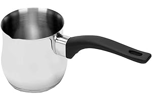 YSAMAX Turkish Style Stainless Steel Tea, Coffee Maker with Long Handle, Robust Construction, Elegant Design, Lightweight, Easy to Clean and Store, 170ML, (6.5 CM)