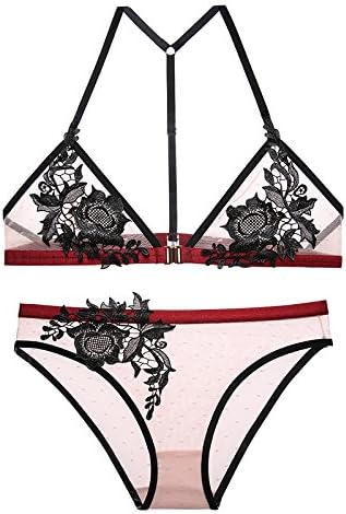 ZHFC-Personal diary French romantic lace water soluble flower triangle cup front buckle ultra-thin cup no steel bra Black Red naked powder L suggests 75C80AB
