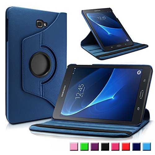 Samsung Galaxy Tab A 10.1 Hülle Case, Infiland PU Ledertasche lederhülle 360° Drehbarer Stand Smart Cover Case Schutzhülle Tasche Etui für Samsung Galaxy Tab A 10.1 Zoll (2016) Tablet-PC(mit Auto Schlaf / Wach Funktion)(Dunkleblau)