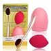 DE'LANCI Professional Oval Cosmetic Cream Powder Blush Makeup Brush+ Cosmestic Sponge Blender Flawless Puff+Silicone MakeUp Washing Brush Scrubber Board Cosmetic Clean Tool-3 in 1 Travel Makeup Tool Set
