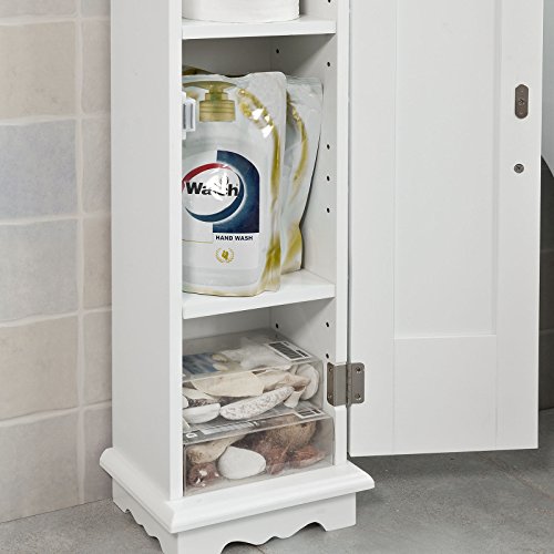 SoBuy® FRG177-W Freistehend weiß Toilettenrollenhalter Toilettenpapieraufbewahrung Badregal Standschrank BHT ca: 21x99x16cm - 5