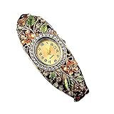 Kaitoly Damen-Armbanduhr, Retro-Stil, Diamant-Armband, Kristall, Blumen-Armband, Quarzuhr