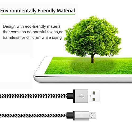 iRoundy Android Micro-USB-Kabel, 3 Pack 6FT Nylon Geflochten leicht Kämmbar sind Micro USB Ladekabel für Tablets und Smartphones, Samsung, HTC, Motorola und mehr - 3