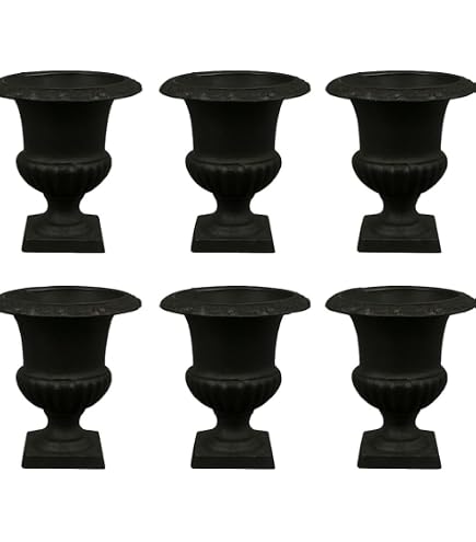 Jardinière En Fonte Esschert Design – Urne Française Style Antique Marron – 45x45x30 Cm, Trou De Drainage