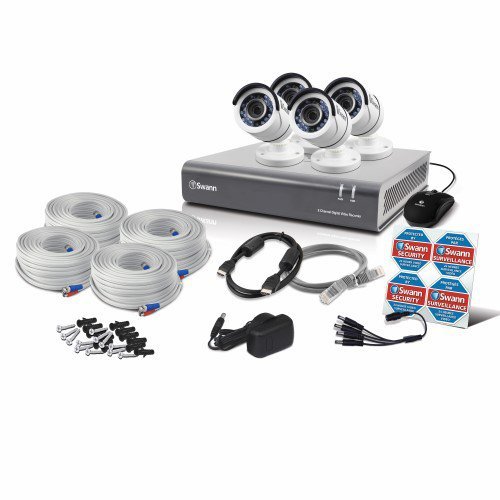 Swann SWDVK-845504-UK 8-Channel Security System and 4 Cameras with 30 m 2 TB 1080p Night Vision CCTV Kit - White