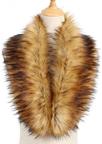 Men Women’s Luxury Faux Fur Warm Shawl Collar Neck Scarf for Winter Coat and Jacket (Raccoon)