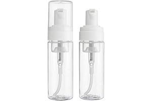 QUUPY 2 Stück 100 ml transparente Schaumstoffflaschen Kunststoff Schaumpumpe Spender leere Reise Seife Flüssigflasche Wimpern Shampoo für Reiniger Kosmetik 30 oz