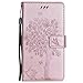 Produktbild Nancen Wallet Case Tasche Hülle für Samsung Galaxy Note 4 / SM-N9100 (5,7 Zoll) Flip Schutzhülle Zubehör Lederhülle mit Silikon Back Cover PU Leder Handytasche im Bookstyle Stand Funktion , Schmetterling Schnalle Magnet , Baum und Katze Muster Flip Funktion Kartenfächer Etui Schale ,Schütze Dein Telefon