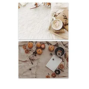 SAVIAURA 1 Sheet 2 in 1 Photography Backdrop 3D Flat Lay Tabletop Double-Sided Photo Background PVC Wrinkle-Free Small Products Photo Shoot (#24- Food Props Blanket Pattern)