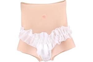 YEEFAIRY Culotte Silicone Réaliste avec Tuyau, Boxer Pantalon Transgender Crossdresser Fessier Faux Vagin Hanches Fausse Chatte Fesse Féminisé pour Hommes Travesti